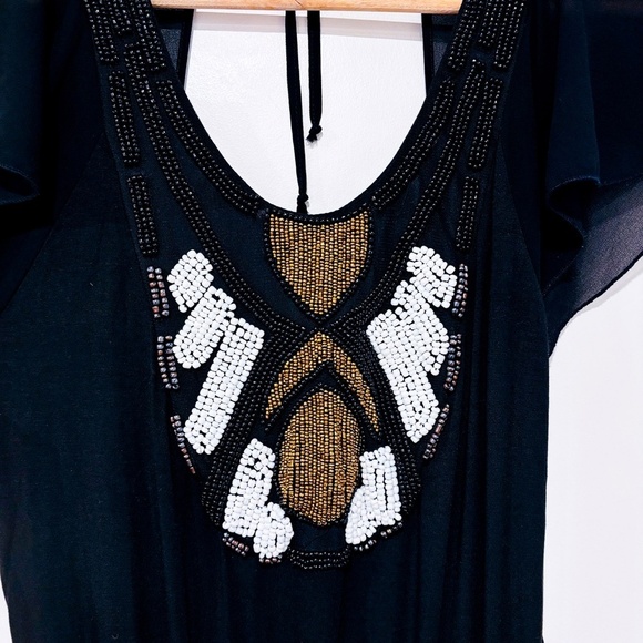 BLANCO GHIACCO Black jumpsuit with white, black and gold beads to tie - Picture 5 of 8